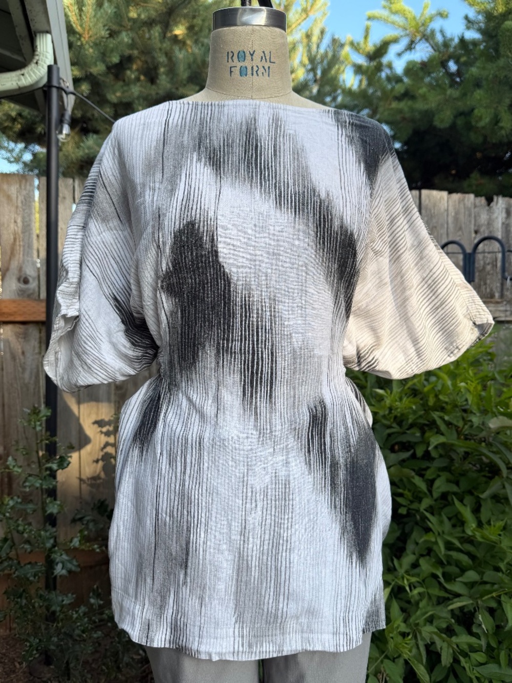 Natori Ikat Blouse with Tie Waist